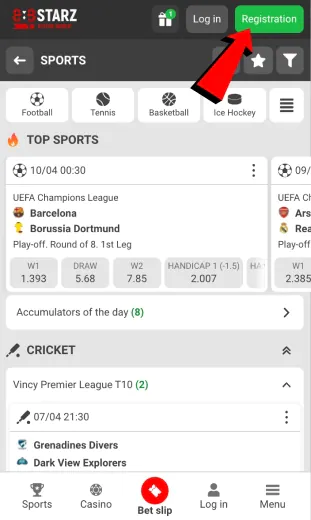 app click on the sign up button