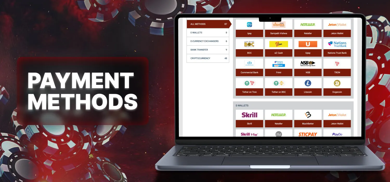 available payment methods in casino