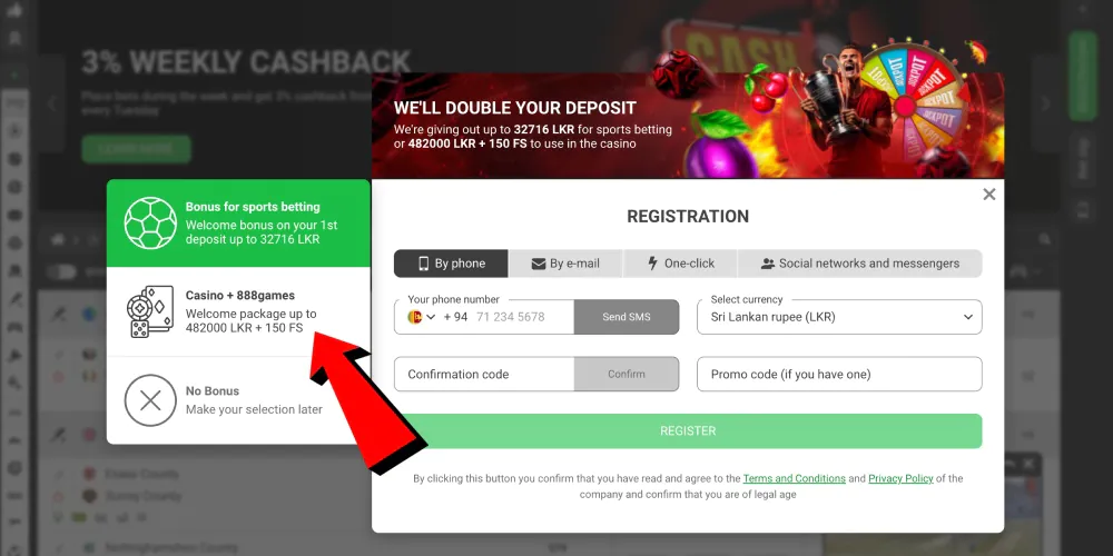 choose the welcome bonus